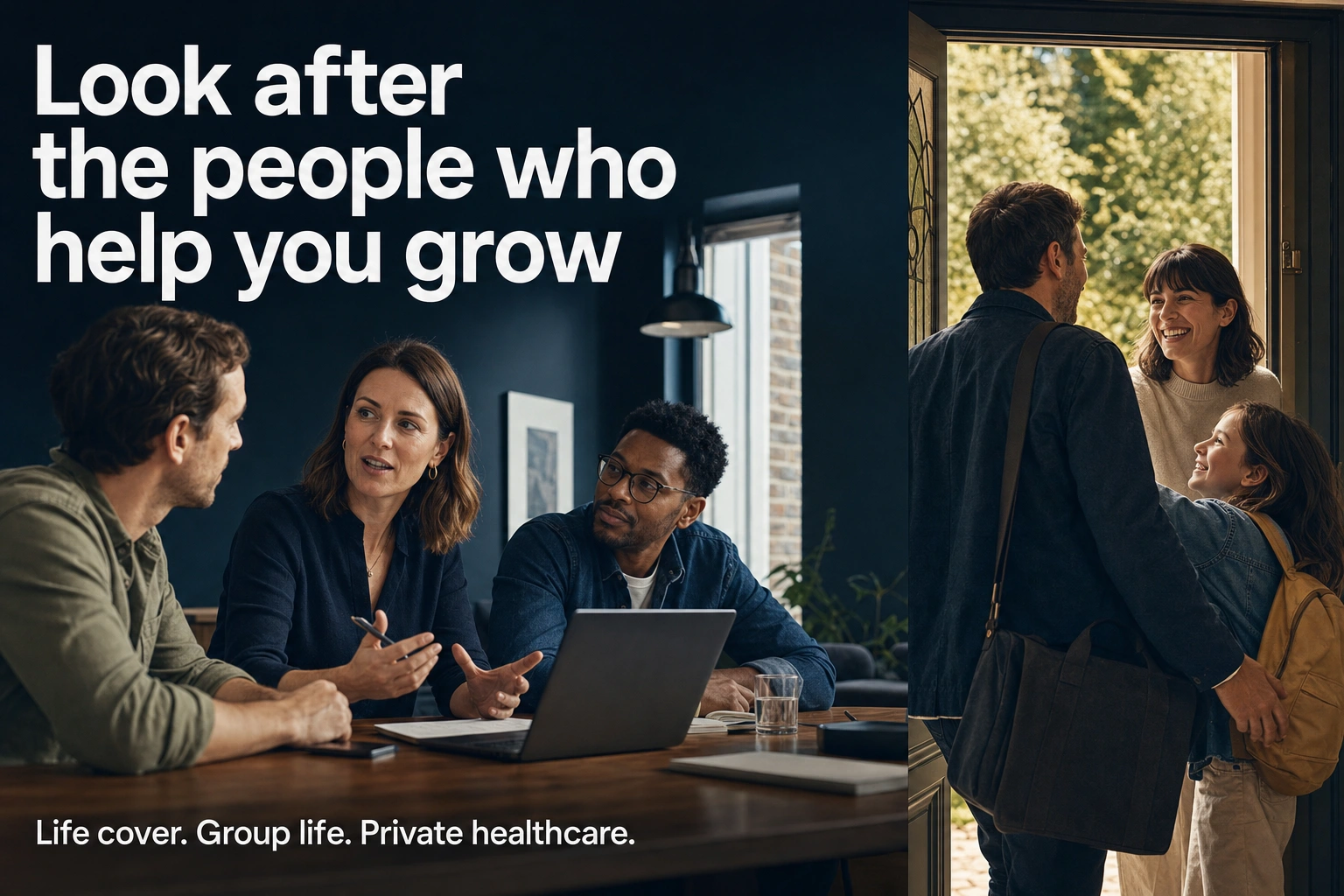 Concept illustration: Look after the people who help you grow. Life cover, group life and private healthcare.